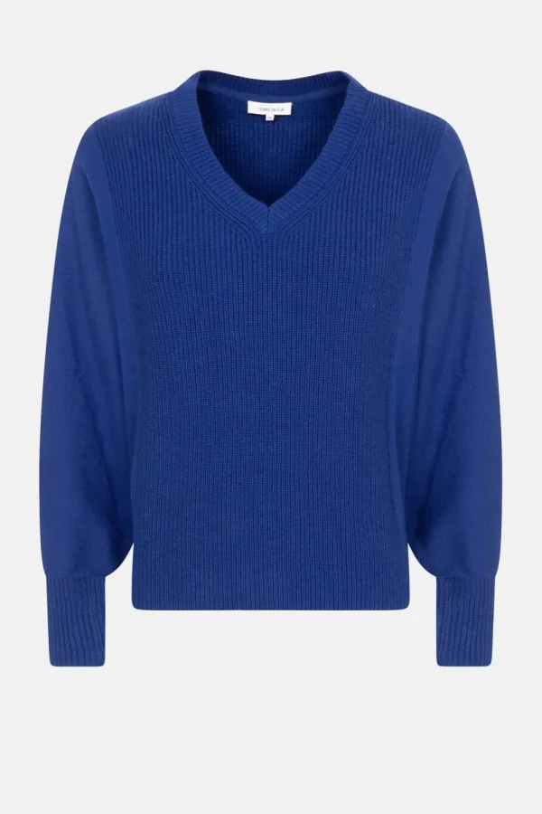 E Pull Met Vleermuismouwen En V-Hals-Terre Bleue Best Sale