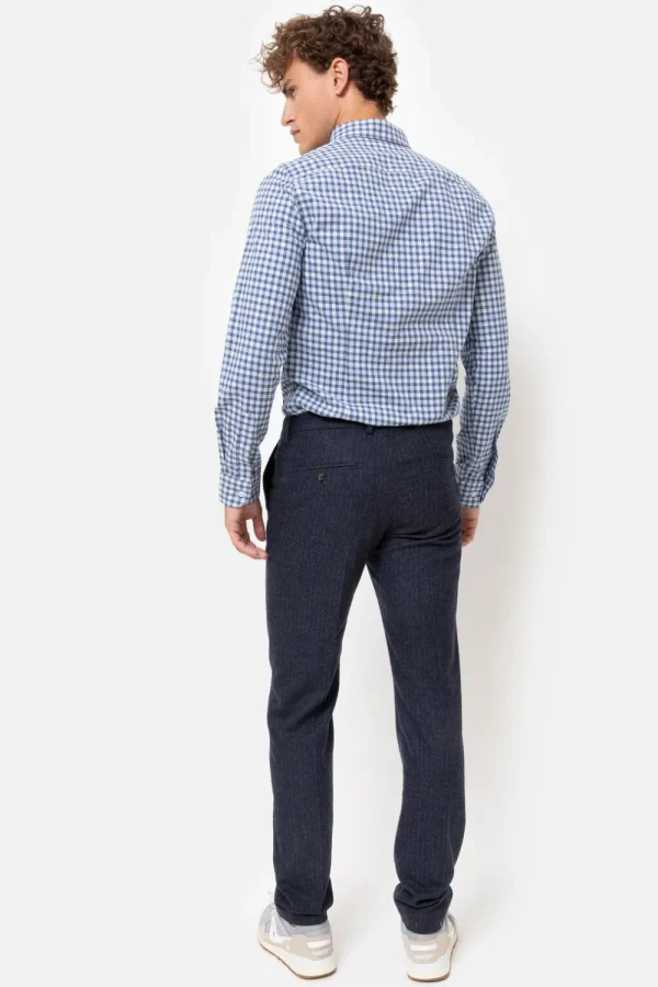 E Slim Fit Heren Chino Met Krijtstreep-Terre Bleue Shop