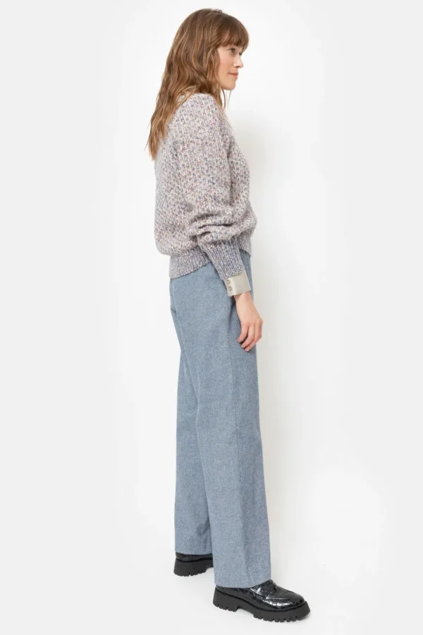 E Straight Fit Broek Met Visgraatmotief-Terre Bleue Hot