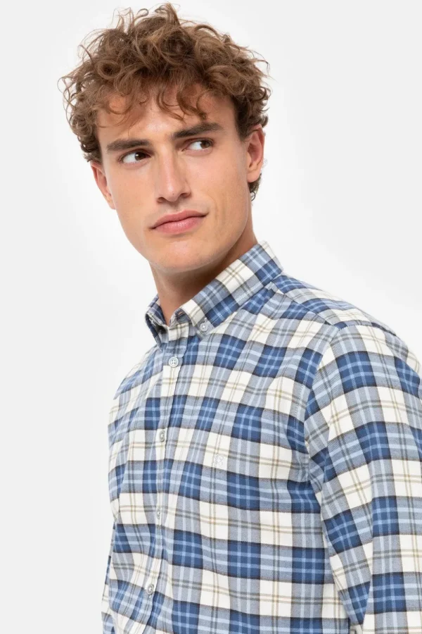 Ecru Geruit Overhemd Met Regular Fit-Terre Bleue Outlet