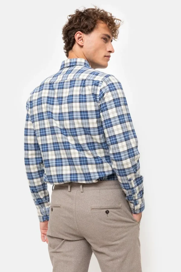 Ecru Geruit Overhemd Met Regular Fit-Terre Bleue Outlet
