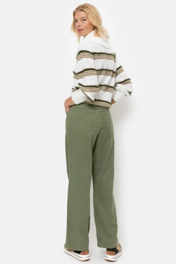 Ecru Pull Met Brede Rolkraag En Strepen-Terre Bleue Store