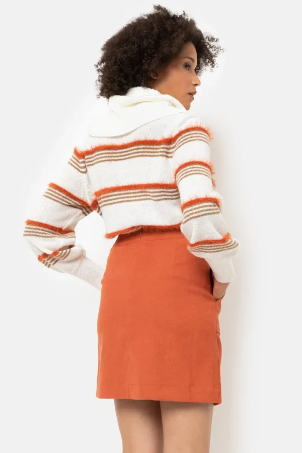 Ecru Pull Met Brede Rolkraag En E Strepen-Terre Bleue Shop