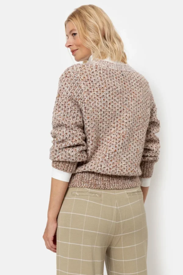 Gebreide Bruin-Beige Pull Met Visgraatmotief-Terre Bleue Discount