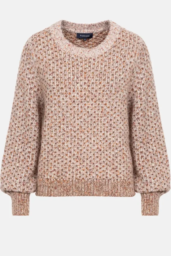 Gebreide Bruin-Beige Pull Met Visgraatmotief-Terre Bleue Discount