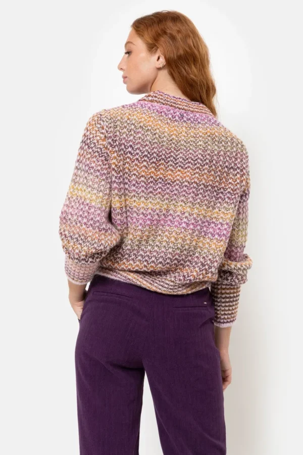 Gebreide E Pull Met Bruin-Oranje Strepen-Terre Bleue Hot