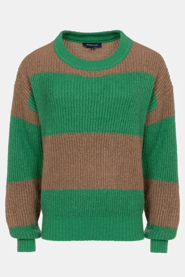 Gebreide Pull Met Bruine Color Blocks-Terre Bleue Sale