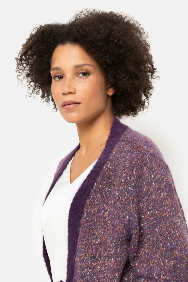 Gemeleerde Korte Cardigan Met Knopen-Terre Bleue Discount