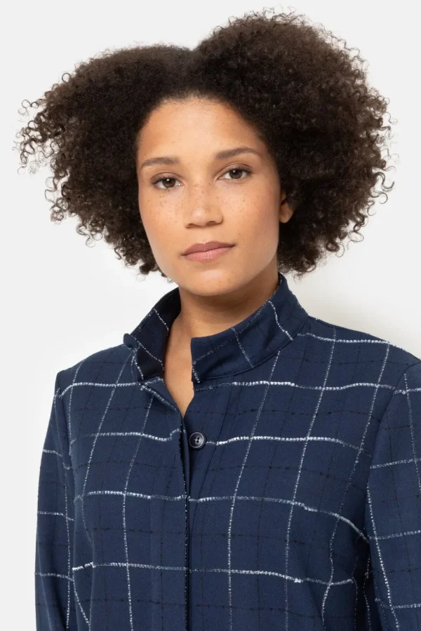 Geruite Jurk Met Lange Pofmouwen-Terre Bleue Cheap