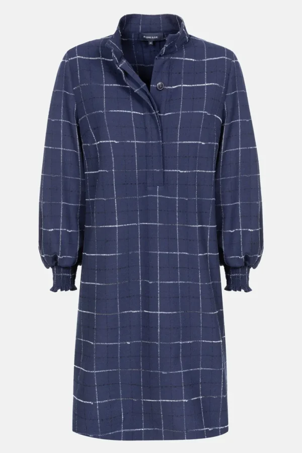 Geruite Jurk Met Lange Pofmouwen-Terre Bleue Cheap