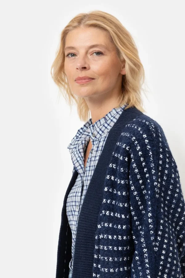 Gilet Met Ecru Strepen En 3/4 Mouwen-Terre Bleue Cheap