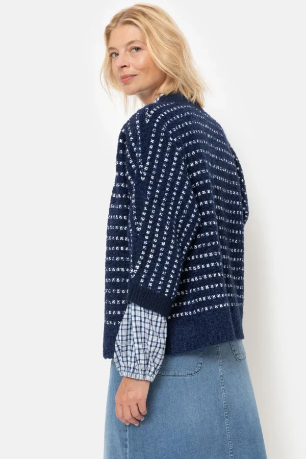 Gilet Met Ecru Strepen En 3/4 Mouwen-Terre Bleue Cheap