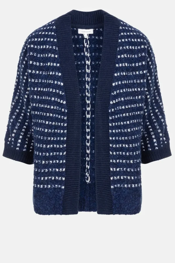 Gilet Met Ecru Strepen En 3/4 Mouwen-Terre Bleue Cheap