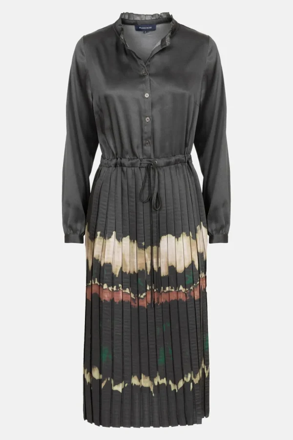 Grijze Jurk Met Plooirok En Lange Mouwen-Terre Bleue Flash Sale