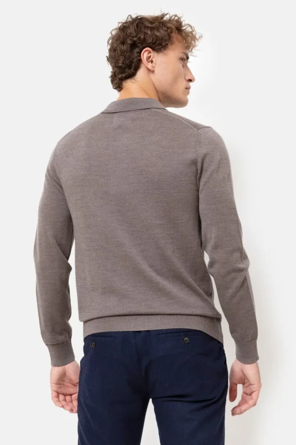 Grijze Mannentrui Met Polokraag En Knopen-Terre Bleue New