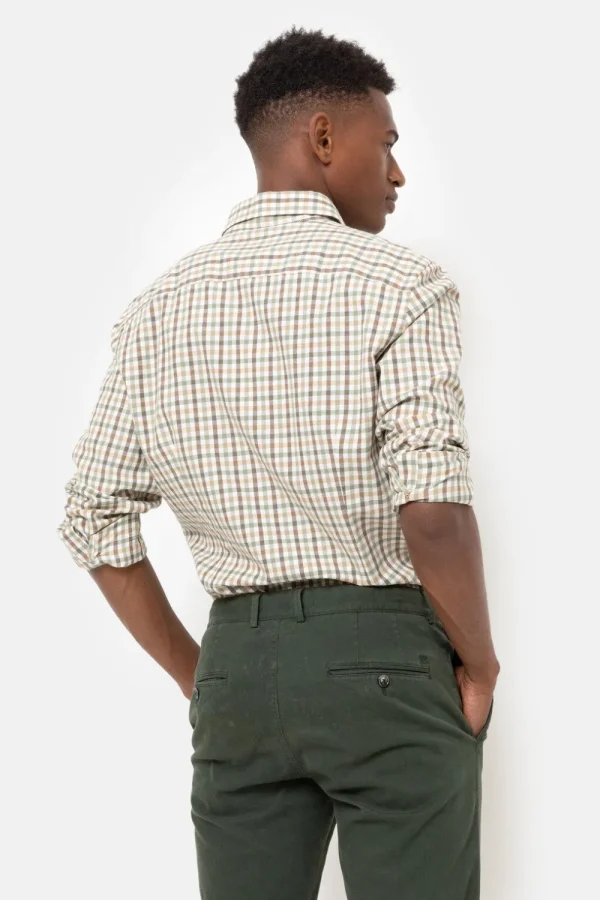 Groen Geruit Slim Fit Hemd, Lange Mouwen-Terre Bleue Clearance