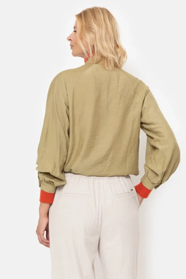 Groene Blouse Met Overslag En Broderie-Terre Bleue Clearance