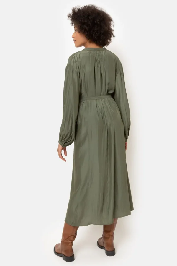 Groene Jurk Met Lange Mouwen En Knoopjes-Terre Bleue Online