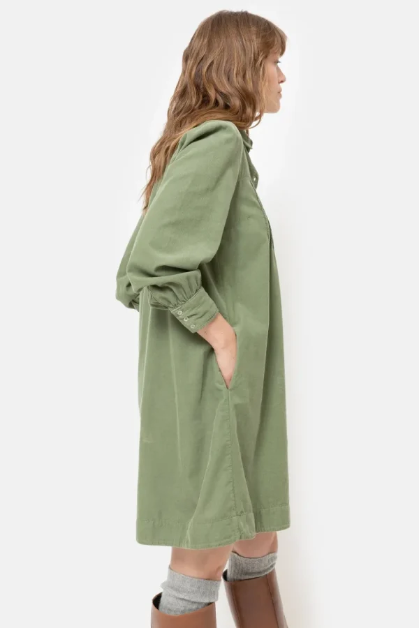 Groene Korte Hemdjurk Met Lange Mouwen-Terre Bleue Outlet