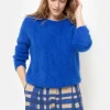 Harige E Pull Met Boothals En Lange Mouwen-Terre Bleue Flash Sale
