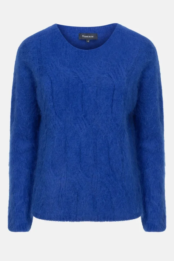 Harige E Pull Met Boothals En Lange Mouwen-Terre Bleue Flash Sale
