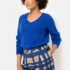 Harige E Pull Met V-Hals En Lange Mouwen-Terre Bleue Cheap