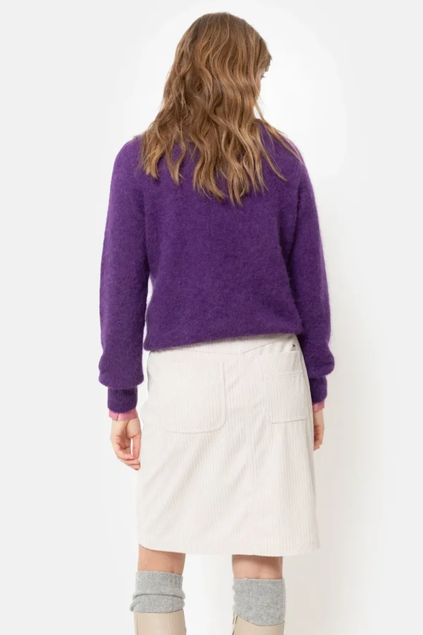 Harige E Pull Met V-Hals En Lange Mouwen-Terre Bleue Best