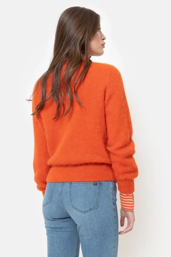 Harige Pull Met V-Hals En Lange Mouwen-Terre Bleue Clearance