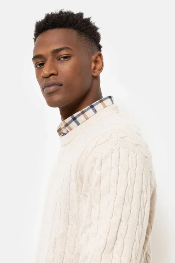 Kabeltrui Met Ronde Hals En Lange Mouwen-Terre Bleue Best Sale