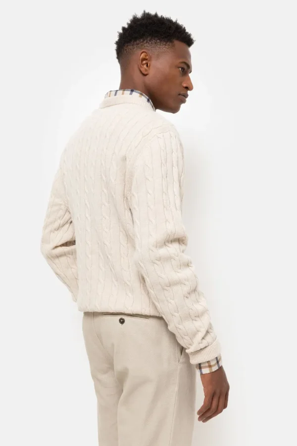 Kabeltrui Met Ronde Hals En Lange Mouwen-Terre Bleue Best Sale