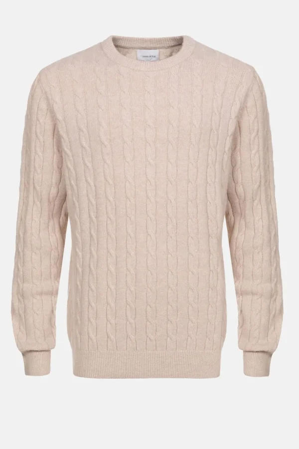 Kabeltrui Met Ronde Hals En Lange Mouwen-Terre Bleue Best Sale