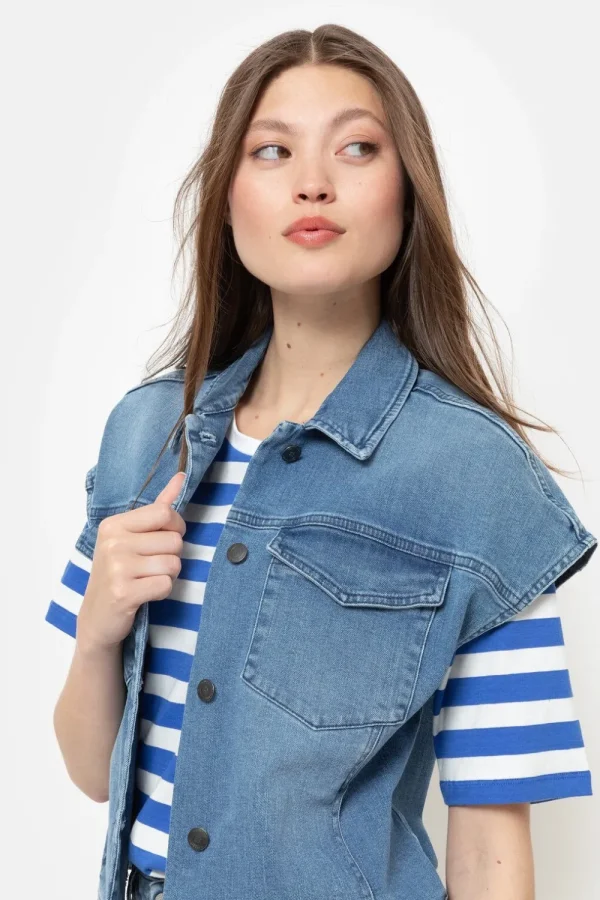 Kort Jeans Jasje Zonder Mouwen-Terre Bleue Flash Sale