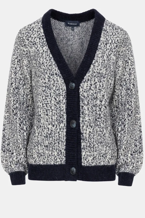 Korte Beige Cardigan Met Effen Boorden-Terre Bleue Discount