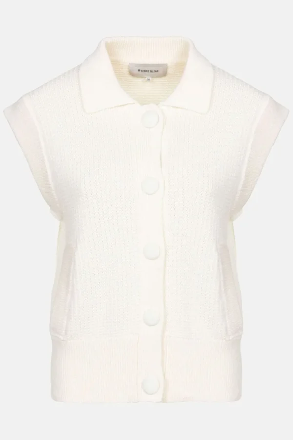 Korte Cardigan Zonder Mouwen, Met Knopen-Terre Bleue New