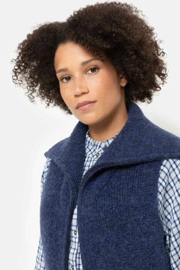 Korte E Cardigan Zonder Mouwen, Met Rits-Terre Bleue Shop