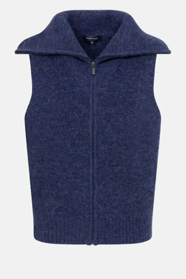 Korte E Cardigan Zonder Mouwen, Met Rits-Terre Bleue Shop