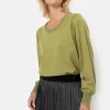Korte Groene Pull Met Boothals En Pofmouw-Terre Bleue Best