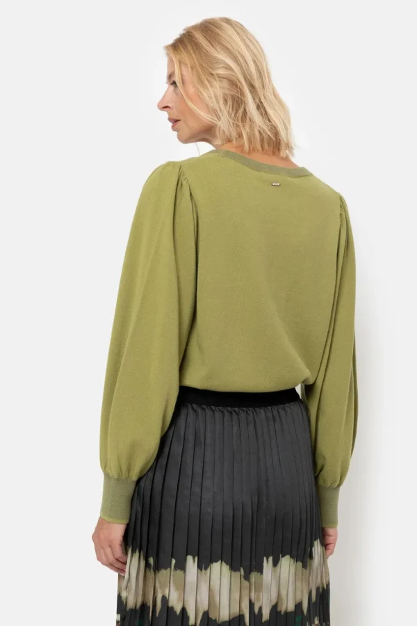 Korte Groene Pull Met Boothals En Pofmouw-Terre Bleue Best