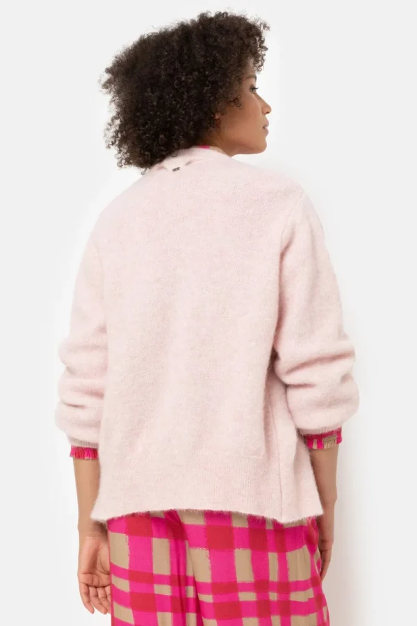 Korte Lichtroze Cardigan Met V-Hals En Knopen-Terre Bleue Discount