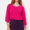 Korte Roze Pull Met Boothals En Pofmouw-Terre Bleue Best Sale