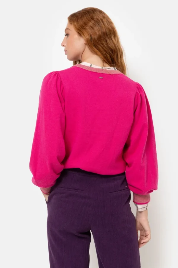 Korte Roze Pull Met Boothals En Pofmouw-Terre Bleue Best Sale