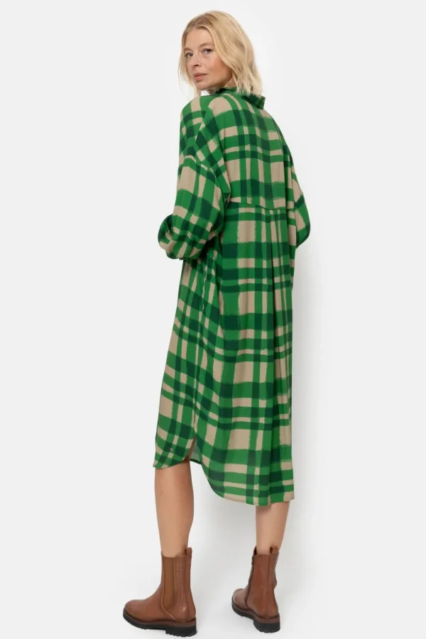 Lange Geruite Hemdjurk Met Lange Mouwen-Terre Bleue Shop