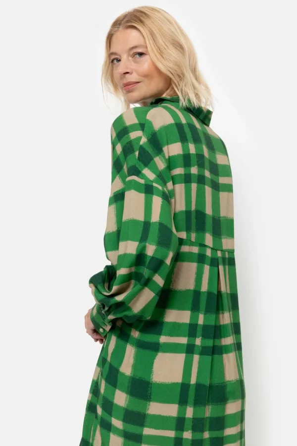 Lange Geruite Hemdjurk Met Lange Mouwen-Terre Bleue Shop