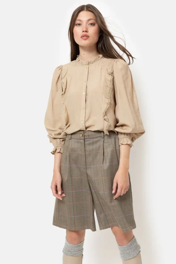 Licht E Blouse Met Franjes En Broderie-Terre Bleue Hot