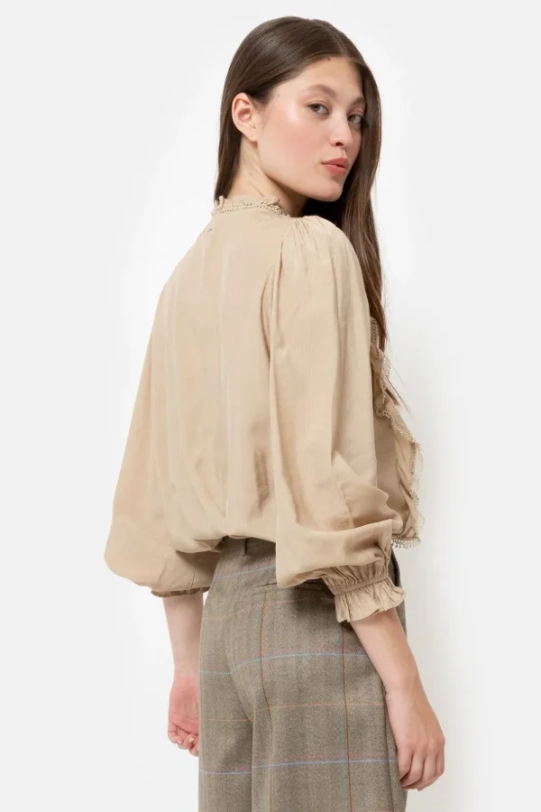 Licht E Blouse Met Franjes En Broderie-Terre Bleue Hot