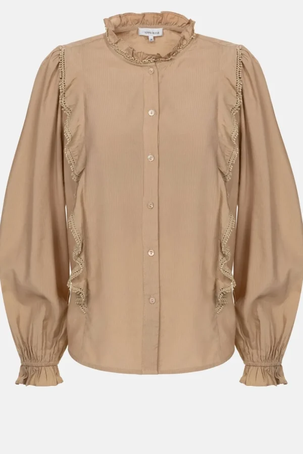 Licht E Blouse Met Franjes En Broderie-Terre Bleue Hot