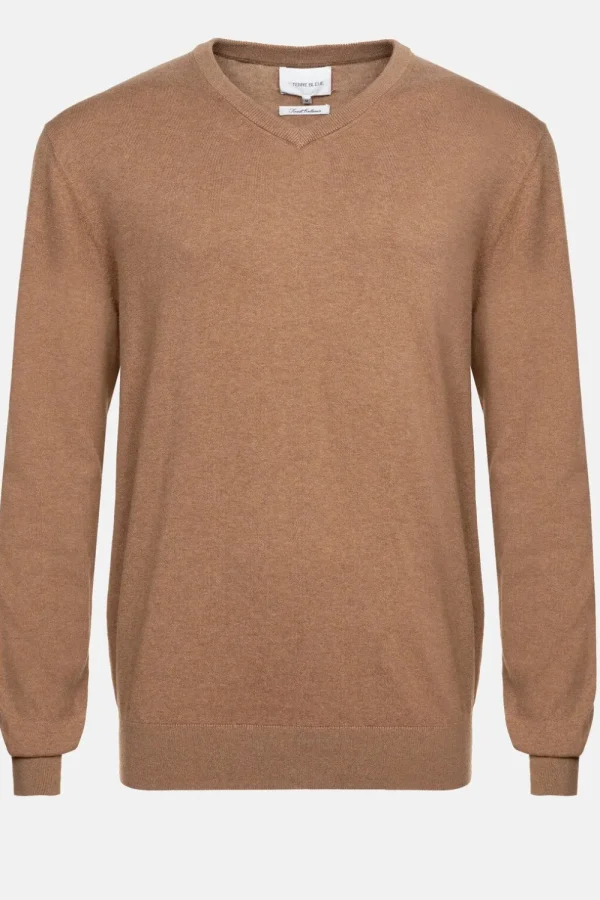 Licht E Herentrui Met V-Hals En Lange Mouw-Terre Bleue Store