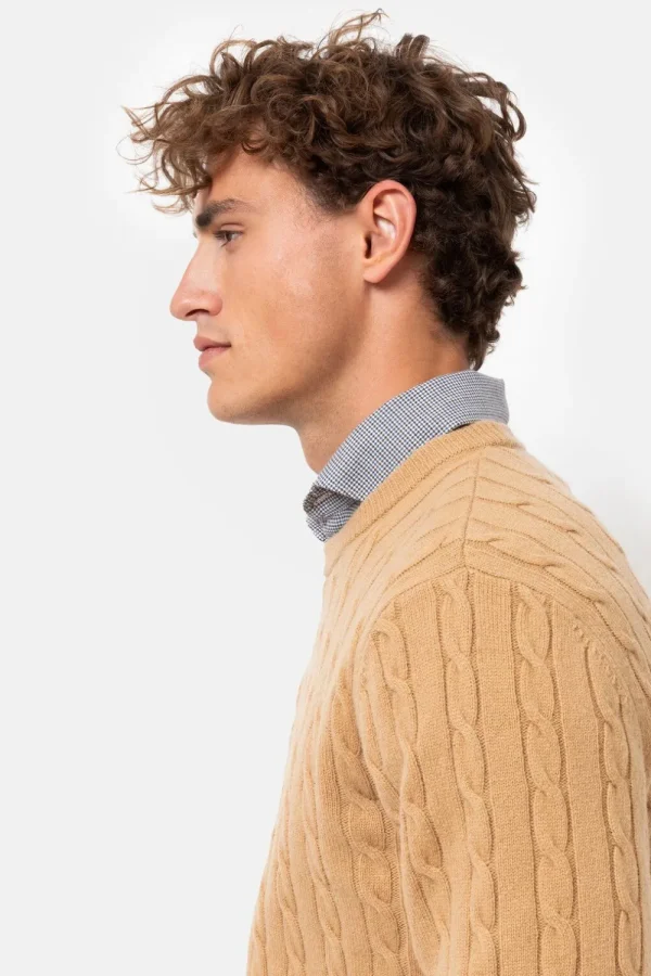 Licht E Kabeltrui, Ronde Hals En Lange Mouw-Terre Bleue Cheap