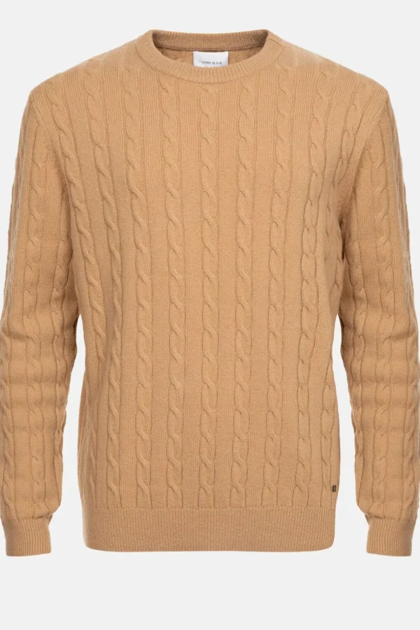 Licht E Kabeltrui, Ronde Hals En Lange Mouw-Terre Bleue Cheap