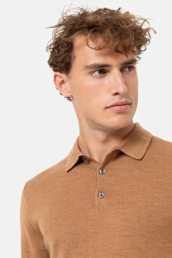 Licht E Mannentrui Met Polokraag En Knopen-Terre Bleue Hot